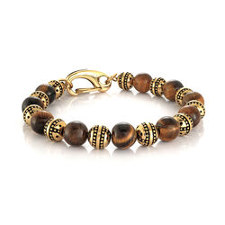 Italgem Gold Ip Design & Brown Tiger Eye Beads Clip Clasp