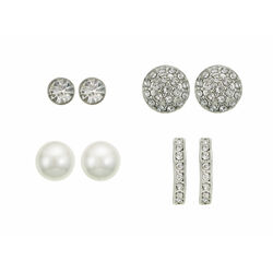 Buckley Rhodium 4Pcs Earring Pack  One Size