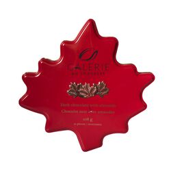 Galerie Au Chocolat Maple Leaf Tin of Dark Chocolate with Almonds 108g