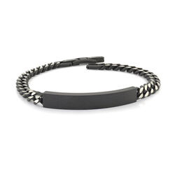 Italgem Stainless Steel Black Ip Id Plate Curb Bracelet